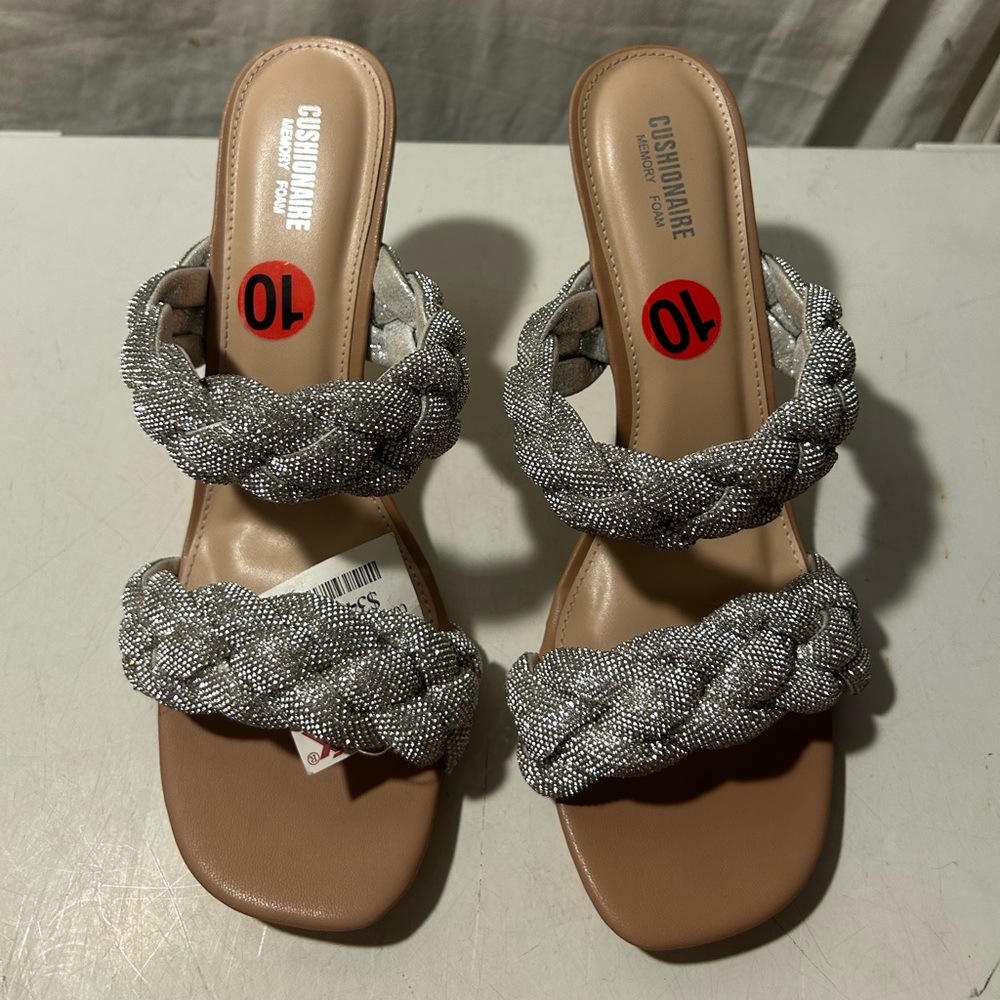 Cushionaire silver rope twist slide in sandals 2.5” heel various sizes all NWT